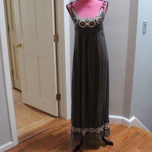 ANTHROPOLOGIE gown/sleeveless/S/coffee/beaded